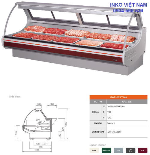 tủ mát dáng nằm cửa kính